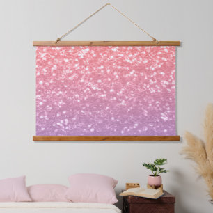 Rose Rosa lila Lavendel Imitate Glitzern Glitzer Wandteppich Mit Holzrahmen