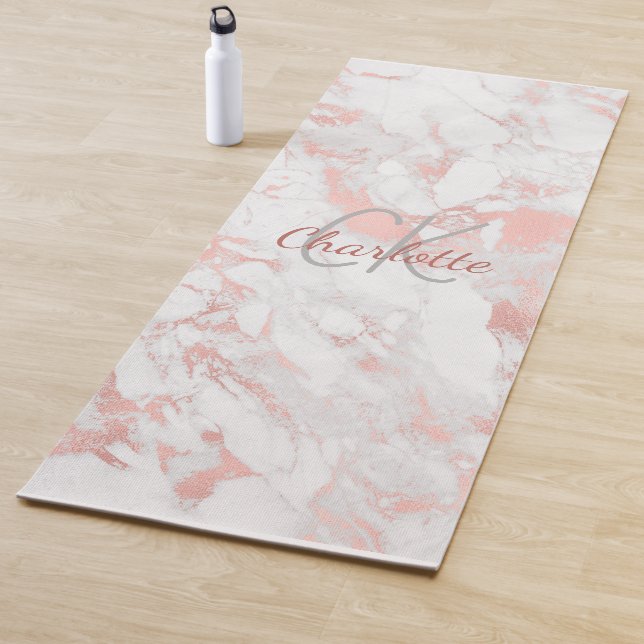 Rose Rosa Marmormonogramm Yogamatte (Beispiel)