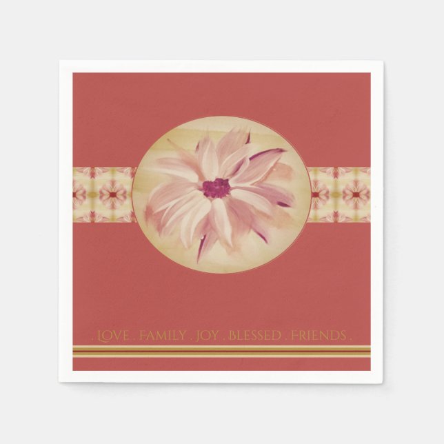 Rose rosa Muster mit floraler Akzentuierung Serviette (Vorderseite)