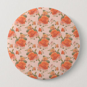 Rose Rosa orange Blumenmuster Hochzeitsfeder Button