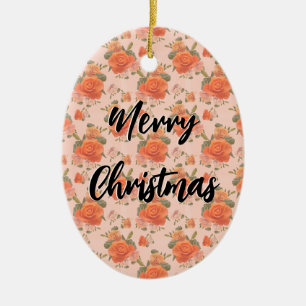 Rose Rosa orange Blumenmuster Hochzeitsfeder Keramik Ornament