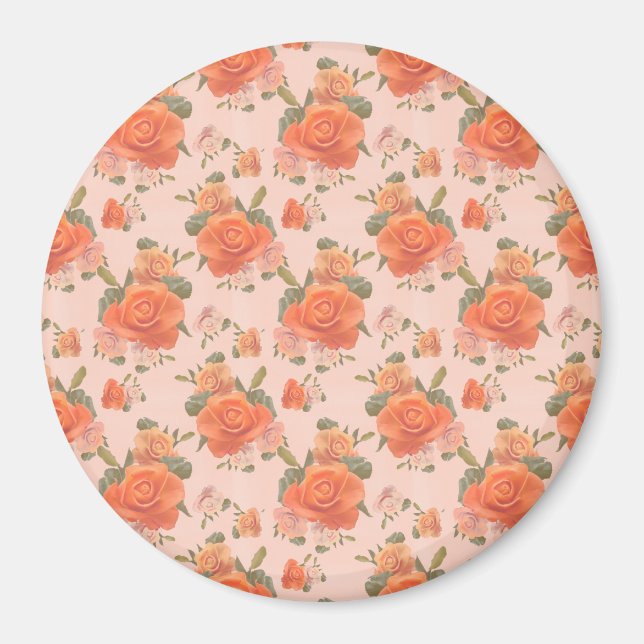 Rose Rosa orange Blumenmuster Hochzeitsfeder Magnet (Vorne)