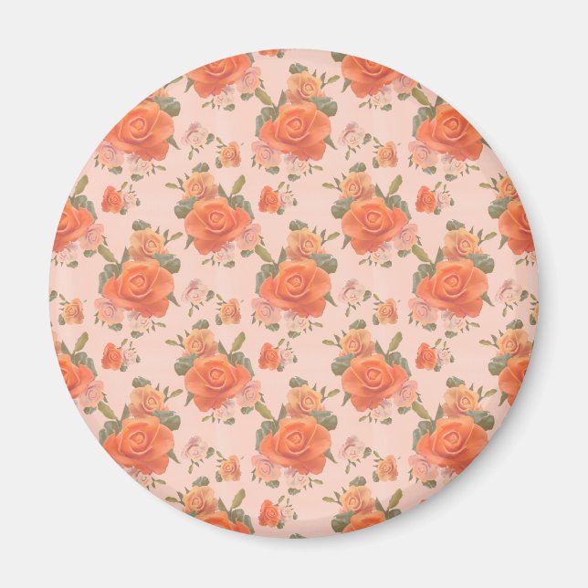 Rose Rosa orange Blumenmuster Hochzeitsfeder Magnet (Vorne)