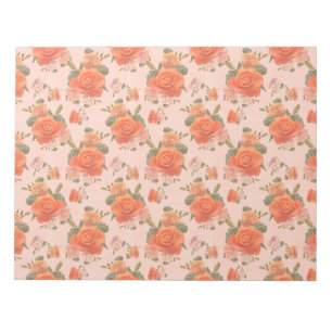 Rose Rosa orange Blumenmuster Hochzeitsfeder Notizblock