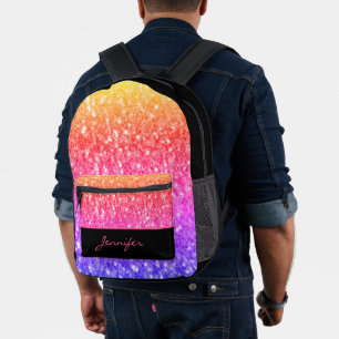Rose Rosa orange Imitate Glitzern Schwarzer Indivi Bedruckter Rucksack