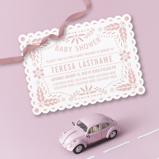 Rose Rosa Papagei Pikado Weiße Mädchendusche Einladung (Von Creator hochgeladen)