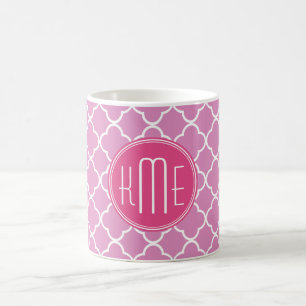 Rose rosa Quatrefoil mit kundenspezifischem Tasse