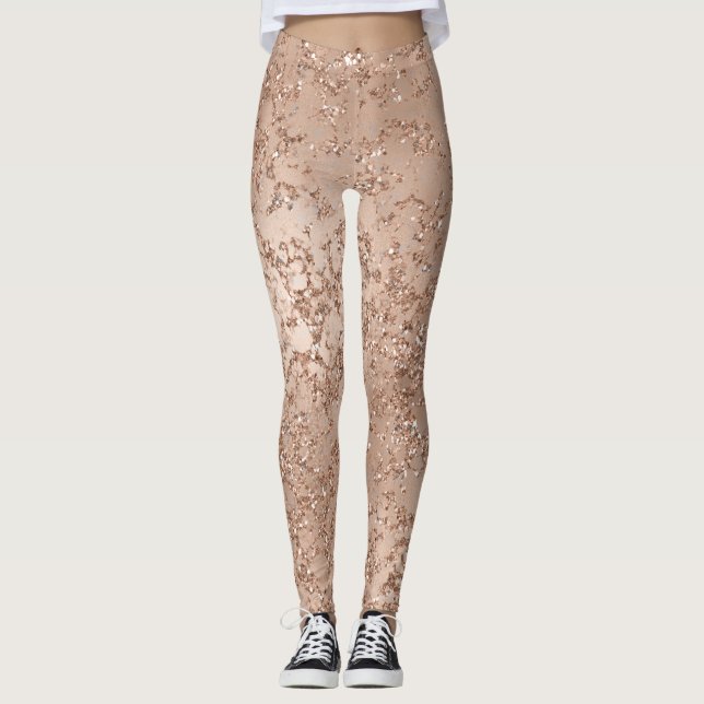 Rose Rosa Rosa Glam Sparkle Chic Leggings (Vorderseite)
