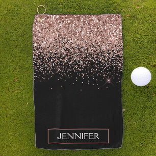 Rose Rosa Rosa Glitzer Girl Monogram Name Golfhandtuch
