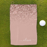 Rose Rosa Rosa Glitzer Girl Monogram Name Golfhandtuch<br><div class="desc">Rose Gold - Blush Pink Sparkle Glitzer Pinsel Metall Monogram Name Golf Handtuch. Das macht den perfekten 16 Geburtstag,  Hochzeit,  Brautparty,  Jubiläum,  Babydusche oder Junggeselinnen-Abschied Geschenk für jemanden,  der Lieben glamourösen Luxus und schicke Stile.</div>