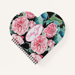 Rose Rosa Roses Blumenmuster folgen Sie Ihrem Joch Notizbuch