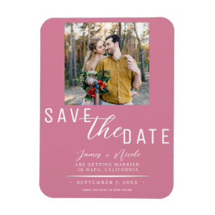 Rose Rosa Save the Date Foto Hochzeit Magnet