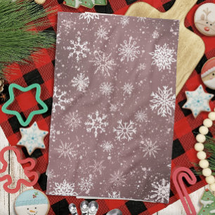 Rose Rosa Schneeflocken Geschirrtuch