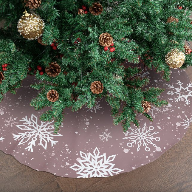 Rose Rosa Schneeflocken Polyester Weihnachtsbaumdecke (Von Creator hochgeladen)