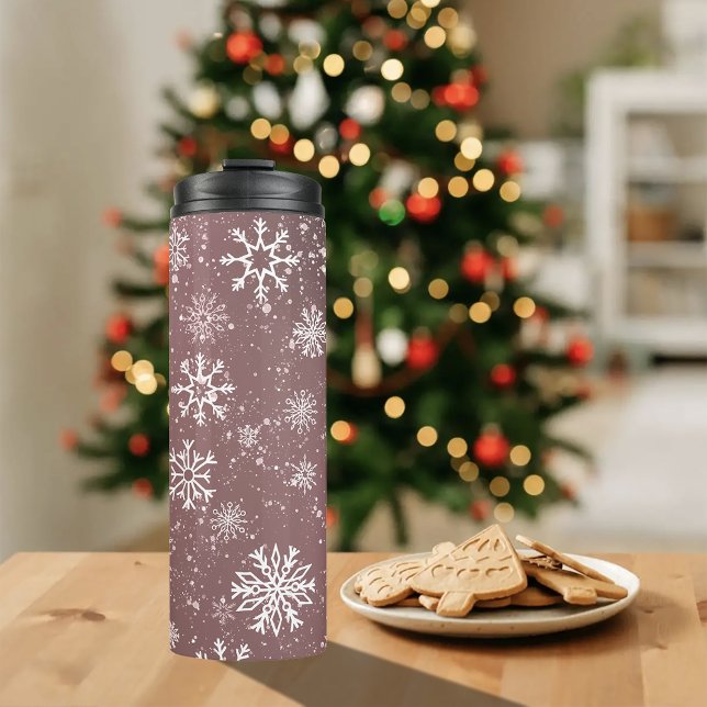 Rose Rosa Schneeflocken Thermosbecher (Von Creator hochgeladen)