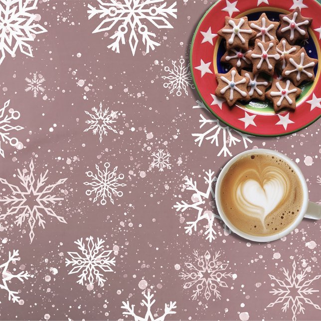 Rose Rosa Schneeflocken Tischdecke (Von Creator hochgeladen)