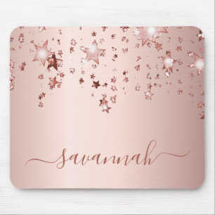 Rose Rosa Sterne Monogramm Mousepad
