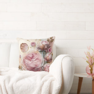 Rose Rosa und Burgund Wasserfarben erweitert Kissen