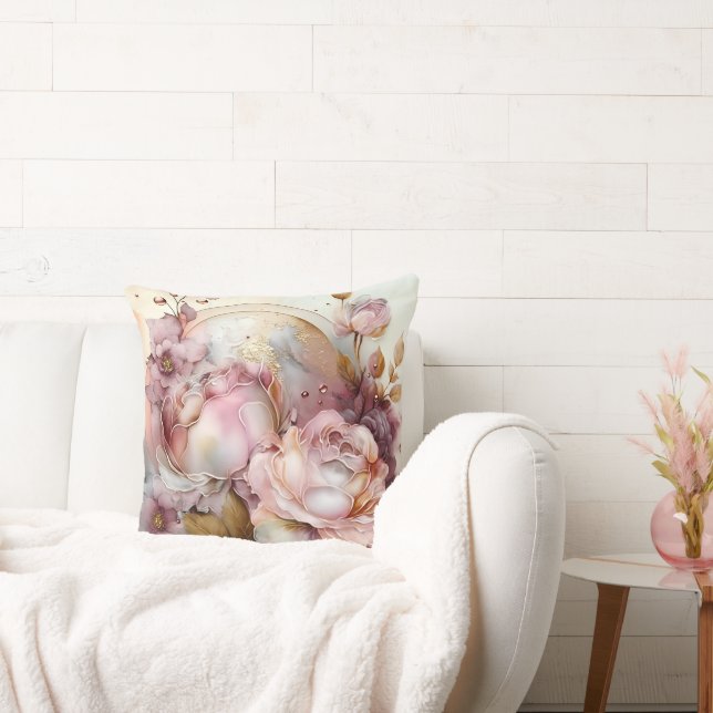 Rose Rosa und Burgund Wasserfarben erweitert Kissen (Liege)