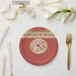 Rose Rosa und Creme mit goldenem Elegant Pappteller