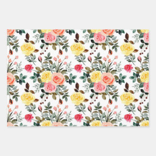 Rose Rosa und Gelb Geschenkpapier Set