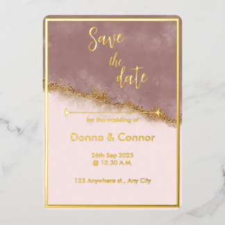 Rose Rosa und Gold Save the Date Einladung Hochzei