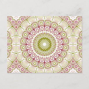 Rose Rosa und Olivgrün Mandala Medallion Postkarte