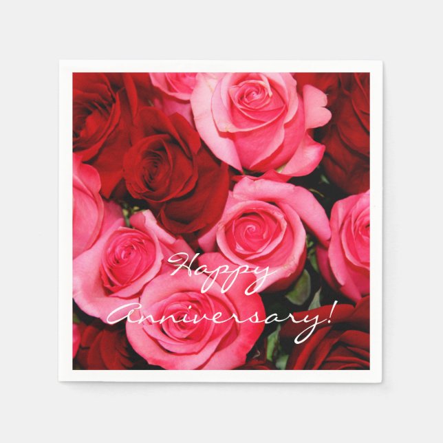 Rose, Rosa und Rot-Papier Coctail Napkins Serviette (Vorderseite)