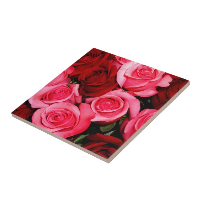 Rose, Rosa und Rote Keramik Fliese (Seite)