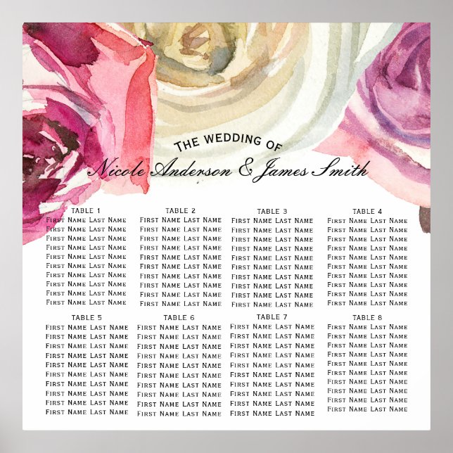 Rose Rosa und Weiß Chic Sitzplatz Poster (Vorne)