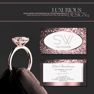 Rose Rosa und weißer Glitzer Visitenkarte