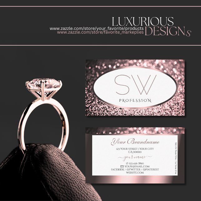 Rose Rosa und weißer Glitzer Visitenkarte (Von Creator hochgeladen)