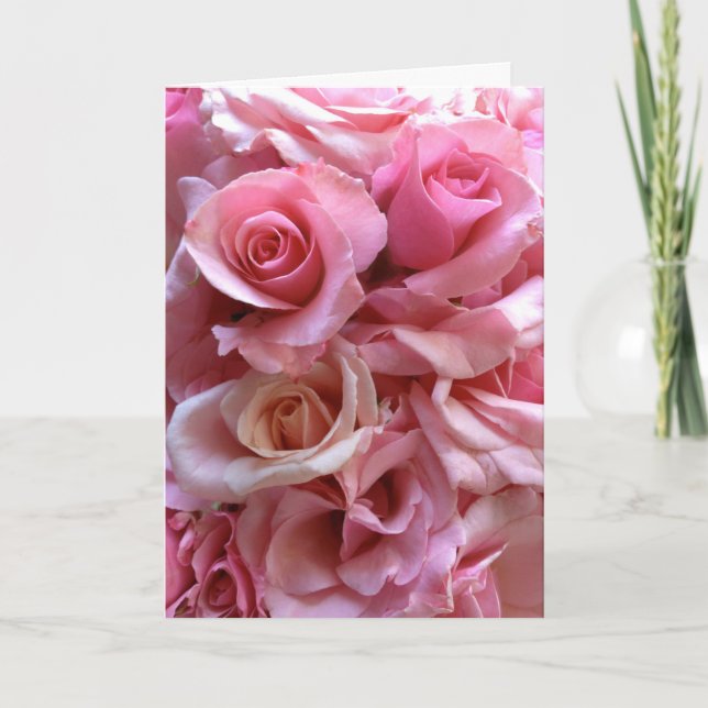 Rose rosa Valentinstag Feiertagskarte (Vorderseite)