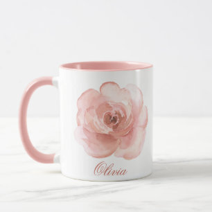 Rose Rosa Wasserfarben Elegante Tasse