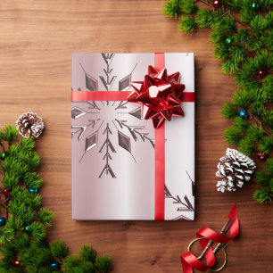 Rose Rosa Weihnachtsschneeflocken Geschenkpapier