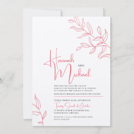 Rose Rosa weiße Zweig der Blätter Skizze Hochzeit Einladung