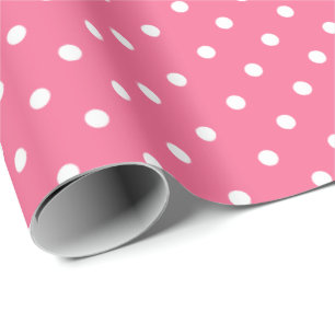 Rose Rosa   White Polka Dot Wrapping Paper Geschenkpapier