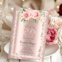 Rose, Rose Gold Glitzer Rahmen Crown 30. Geburtsta