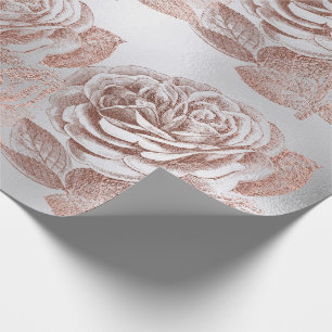Rose Rose Gold Pastel Metallische Blütensilber Gra Geschenkpapier