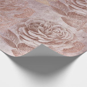 Rose Rose Goldpastel Metallische Flora Delikat Geschenkpapier