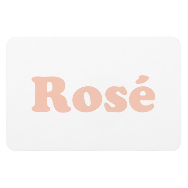 "Rose" Rose hellrosa Buchstaben weiß Magnet (Horizontal)