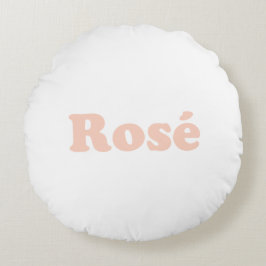 "Rose" Rose hellrosa Buchstaben weiß Rundes Kissen