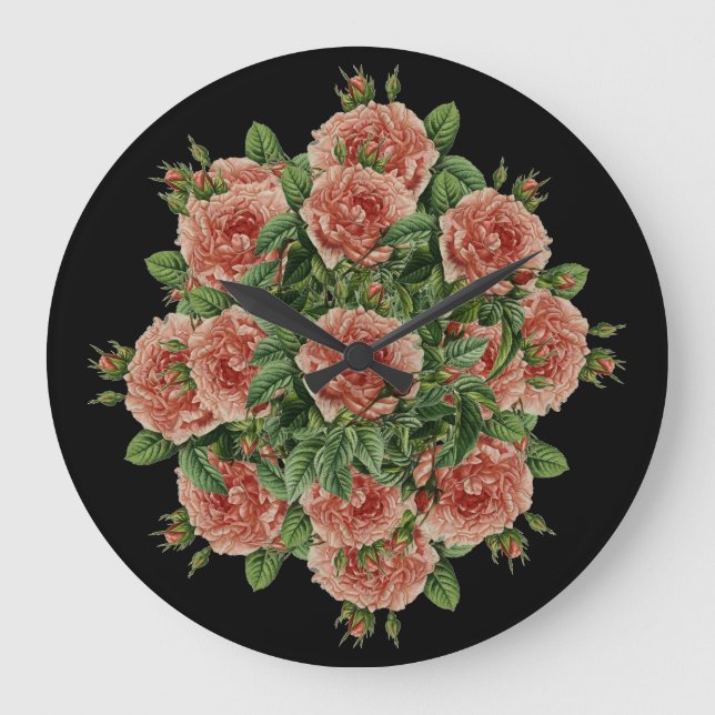 Rose Roses Rosen bouquet – Rosenbouquet Große Wanduhr (Vorderseite)