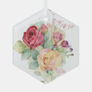 Rose Rot-Gelb-Rosa-Garten Ornament Aus Glas