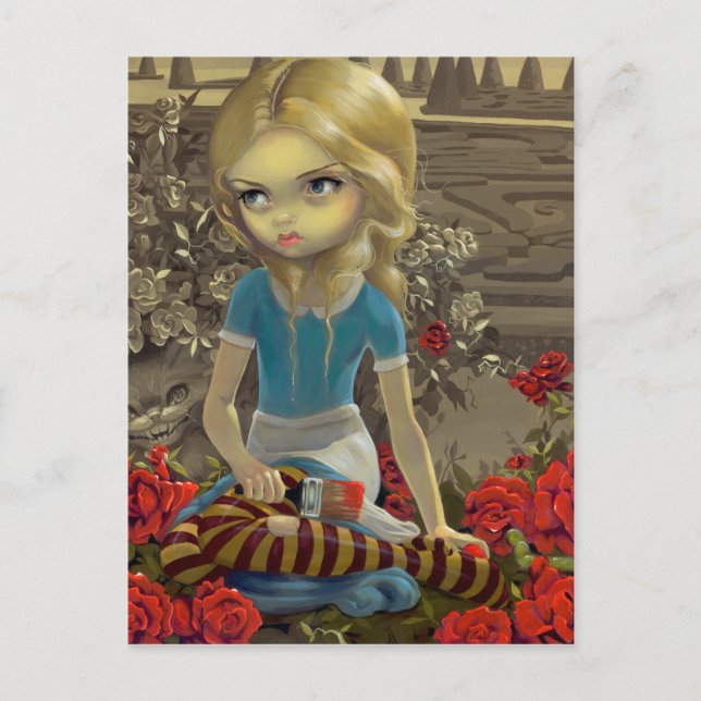 "Rose rot malen" Postkarte (Vorderseite)