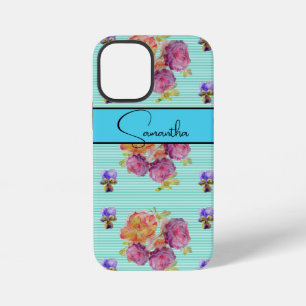Rose Rot pink Aquarell Rosen floral Blumen Telefon iPhone 12 Mini Hülle