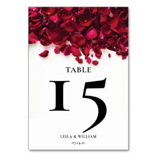 Rose Rote Blütenblätter Hochzeit Tischnummer