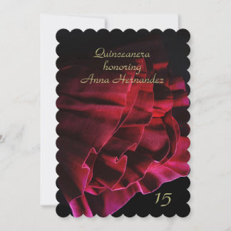 Rose rote Ruffeln extravagantes Kleid schwarz Quin Einladung