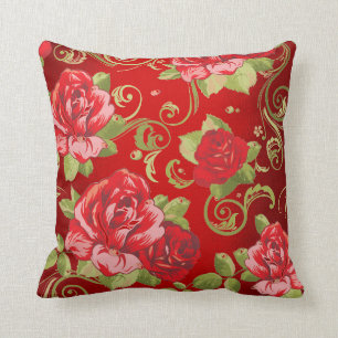 Rose Roter Grüner Garten Blume Kissen