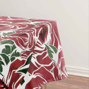 Rose Rotes Grün Vintage Blüte Tischdecke